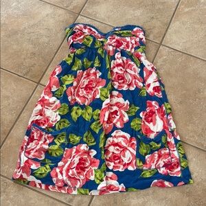 Abercrombie & Fitch Blue and Pink Strapless Sundress